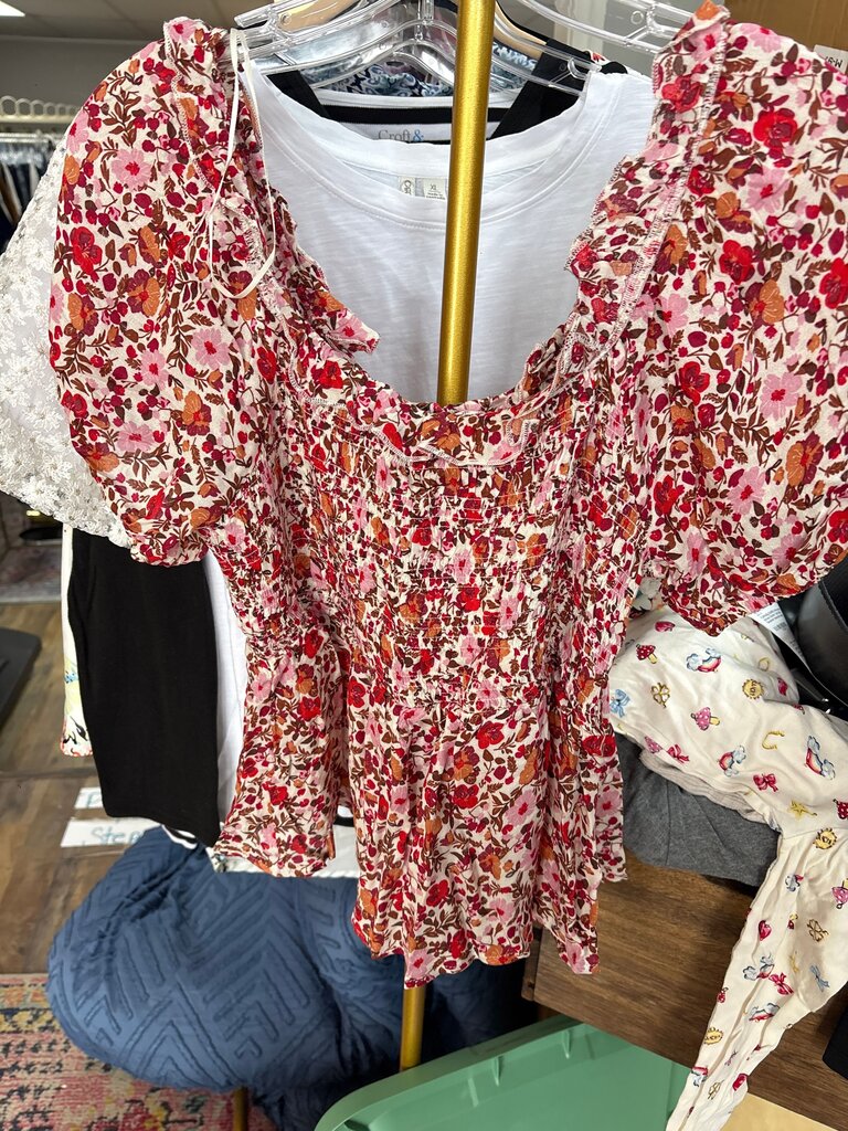 Floral Print Gathered Top