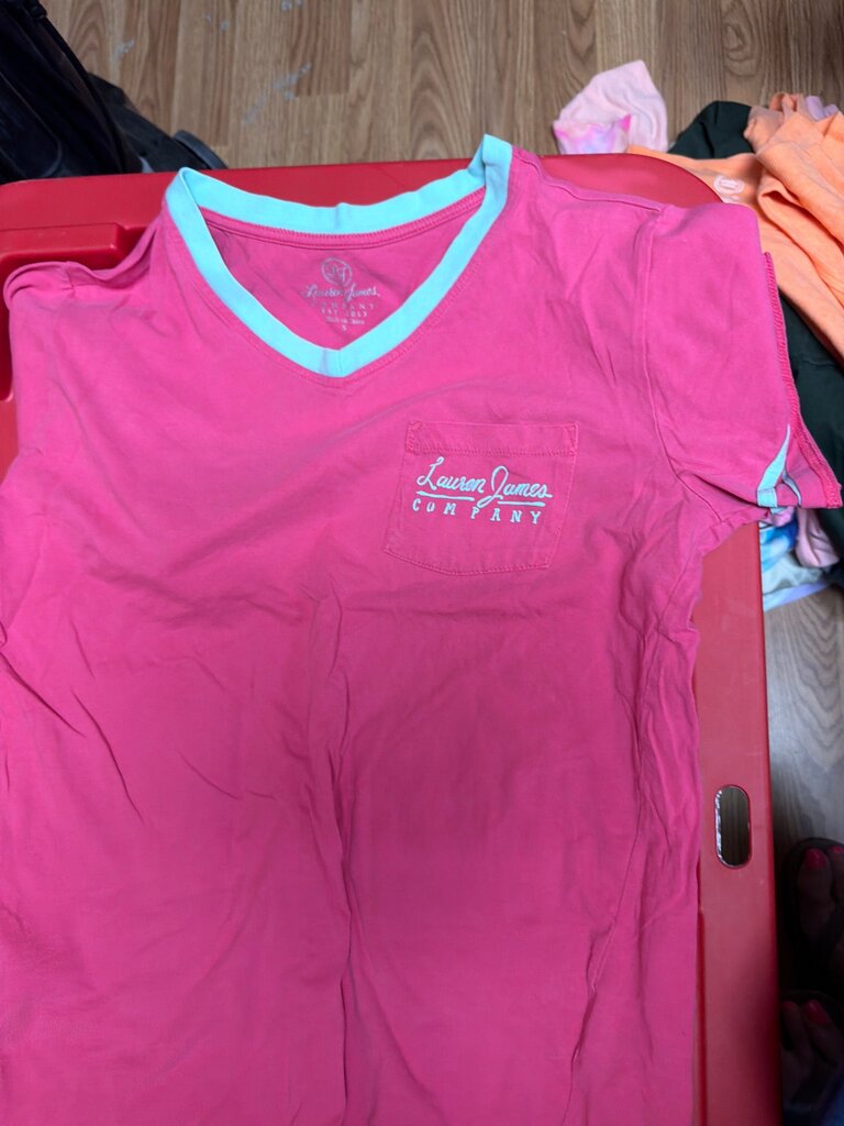 Lauren James Women's Pink V-Neck T-Shirt