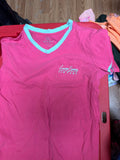 Lauren James Women's Pink V-Neck T-Shirt