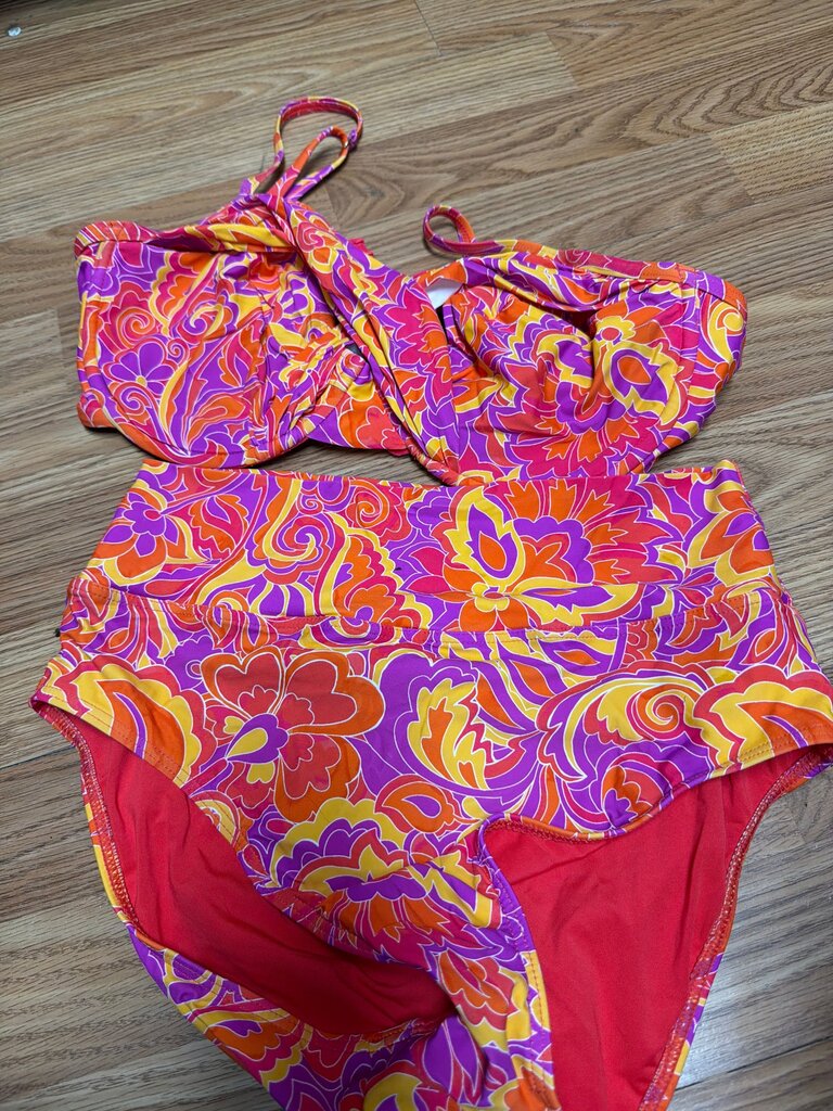 Colorful Two-Piece Swimsuit Set