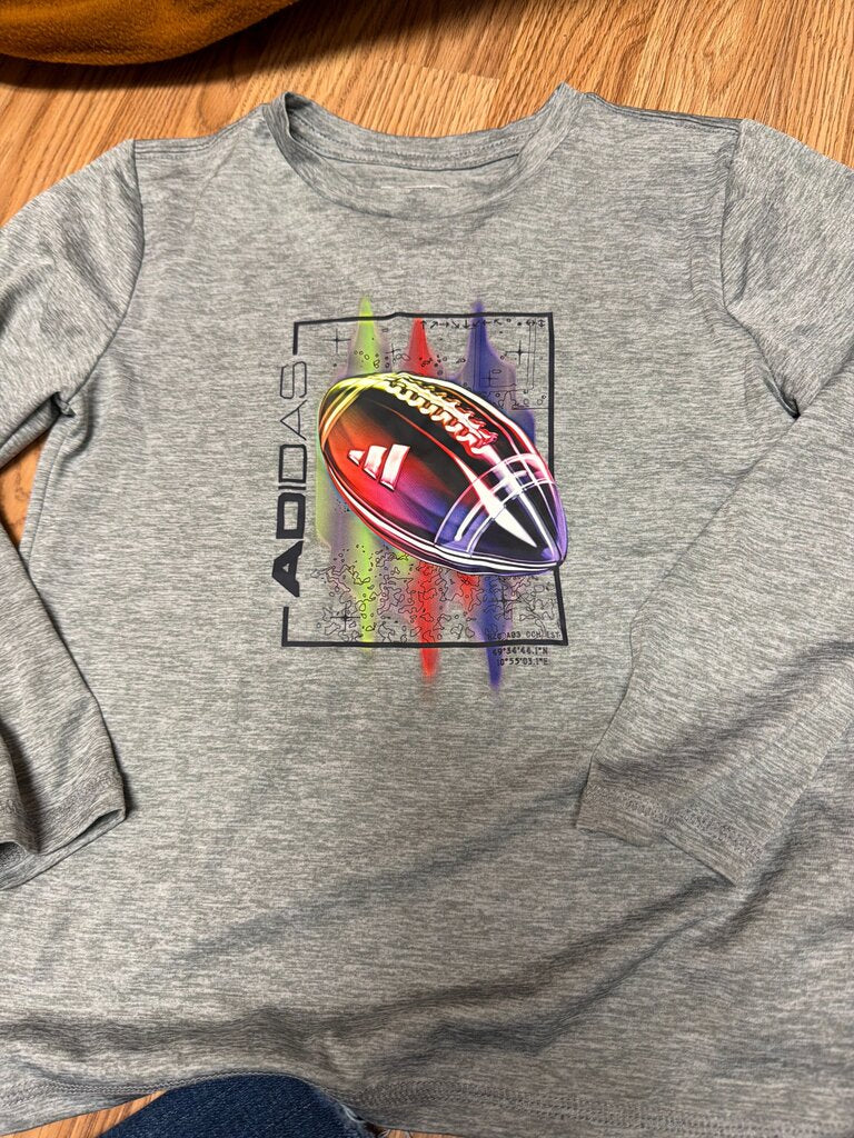Adidas Gray Long Sleeve T-Shirt with Football Graphic