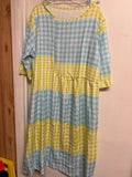 Gingham Check Dress in Blue and Yellow