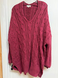 Trés Chic Burgundy Cable Knit Sweater