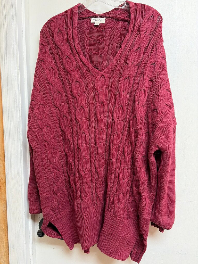 Trés Chic Burgundy Cable Knit Sweater