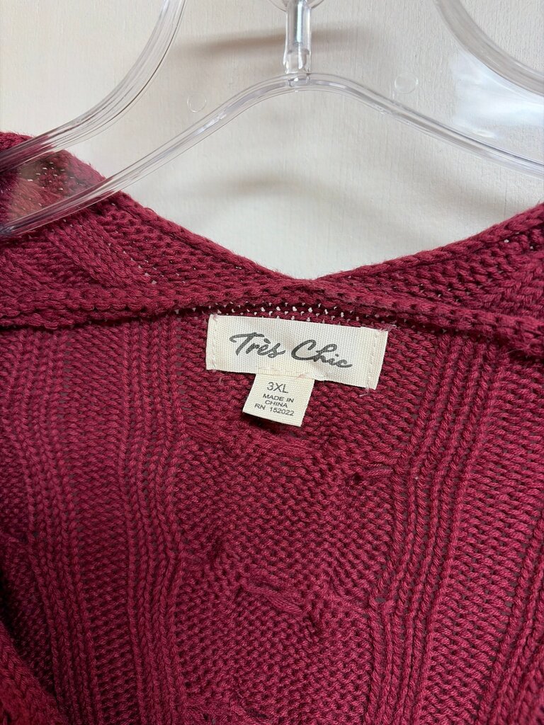 Trés Chic Burgundy Cable Knit Sweater