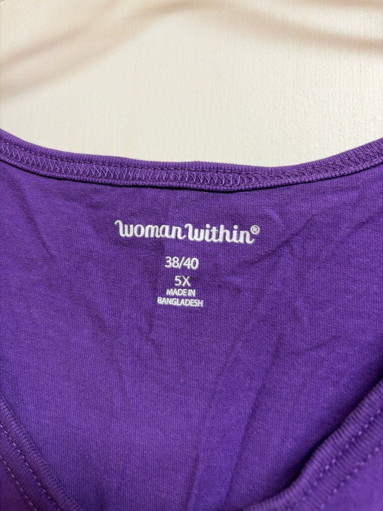 Woman Within Purple V-Neck T-Shirt 5X