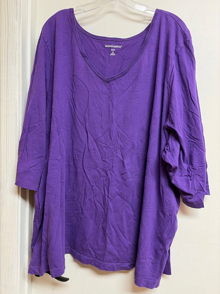 Woman Within Purple V-Neck T-Shirt 5X