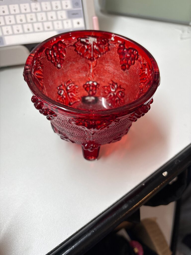 Red Glass Grape Design Bowl