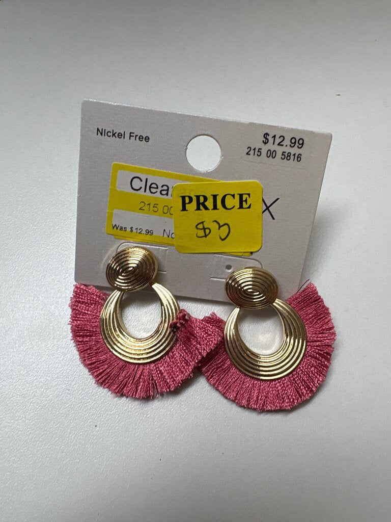 Pink and Gold Hoop Earrings