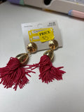 Gold and Pink Tassel Earrings