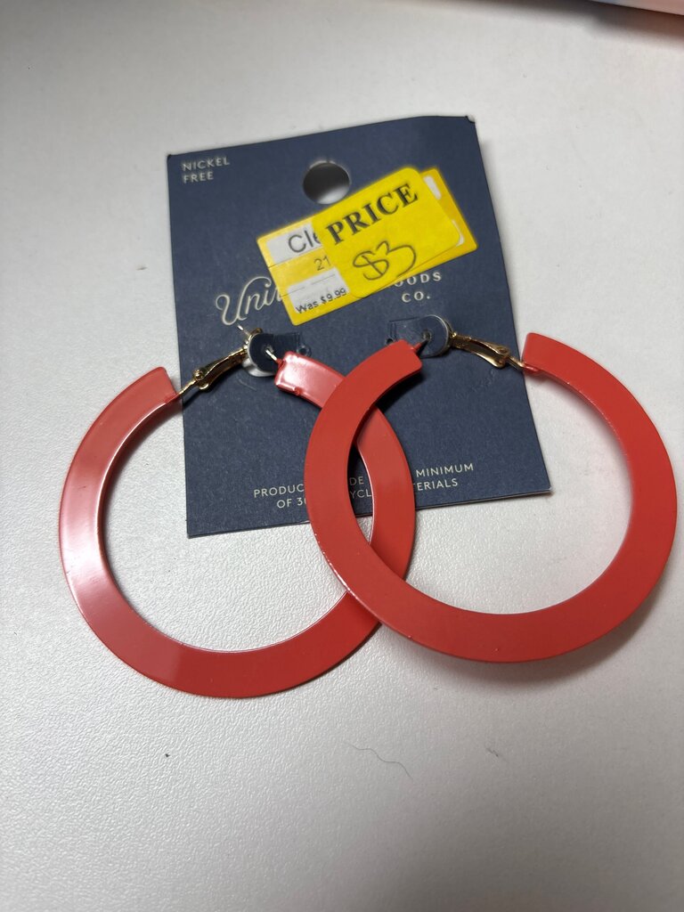 Unique Red Hoop Earrings