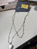 Silver Layered Necklace with Disk Pendant