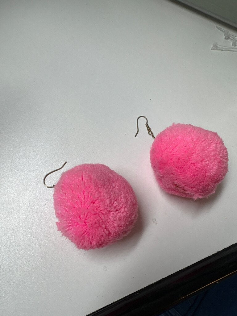 Pink Pom Pom Earrings