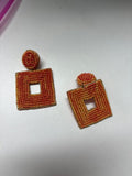 Beaded Square Dangle Earrings