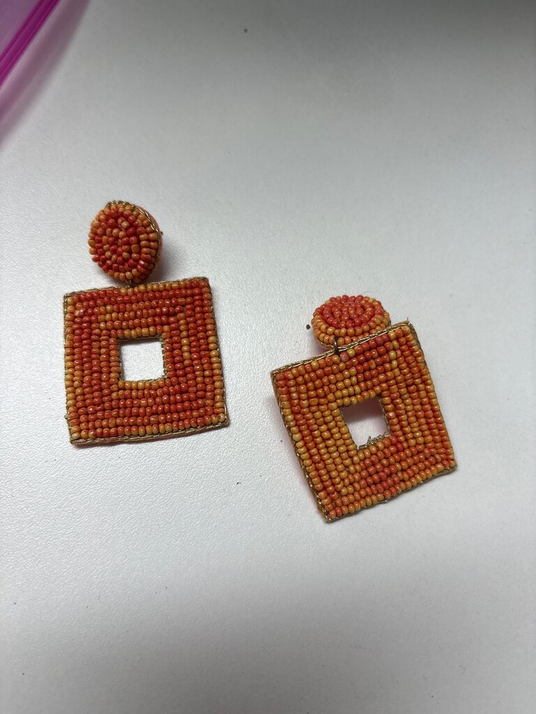 Beaded Square Dangle Earrings