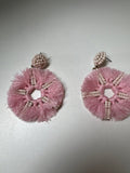 Pink Beaded Fringe Earrings