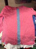 Pink Long Sleeve Shirt with Blue Stripe