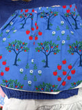 Blue Skirt with Apple and Tree Print