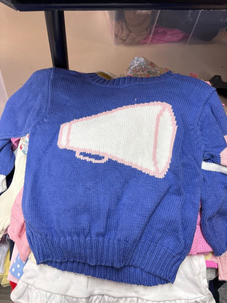 Blue Sweater with Pink Megaphone Design