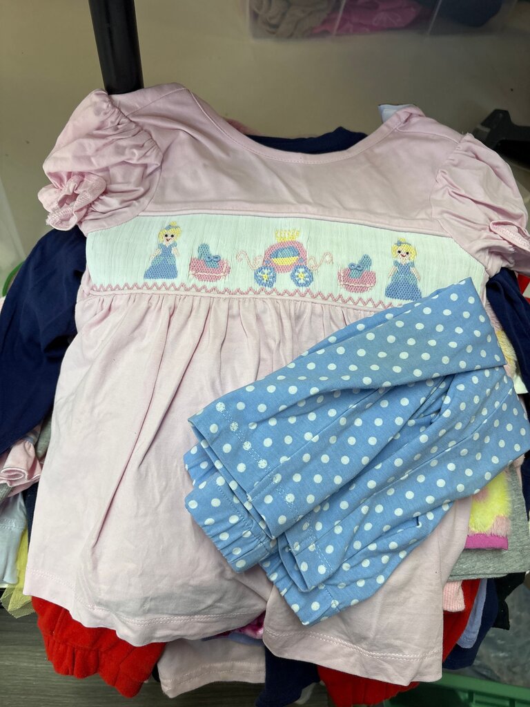 Girls' Pink Dress with Princess Embroidery