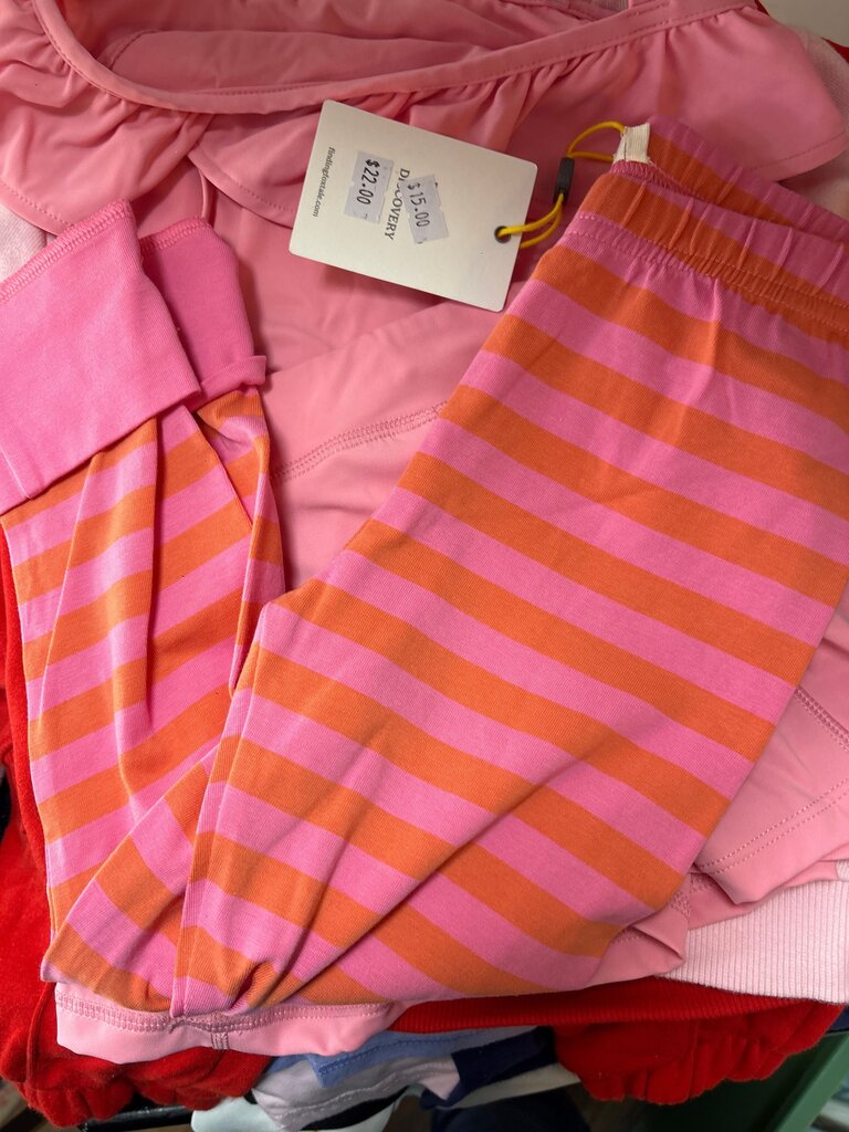 Girls' Pink and Orange Striped Leggings
