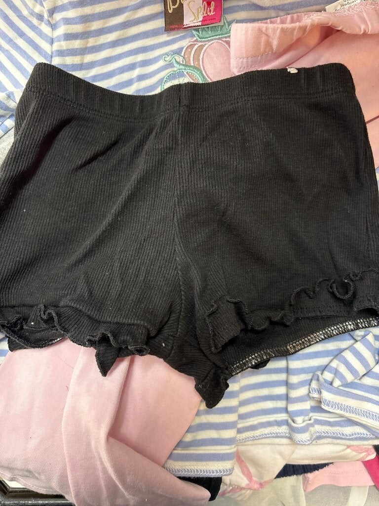 Black Frill-Trim Shorts