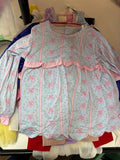 Blue Floral Print Long Sleeve Dress