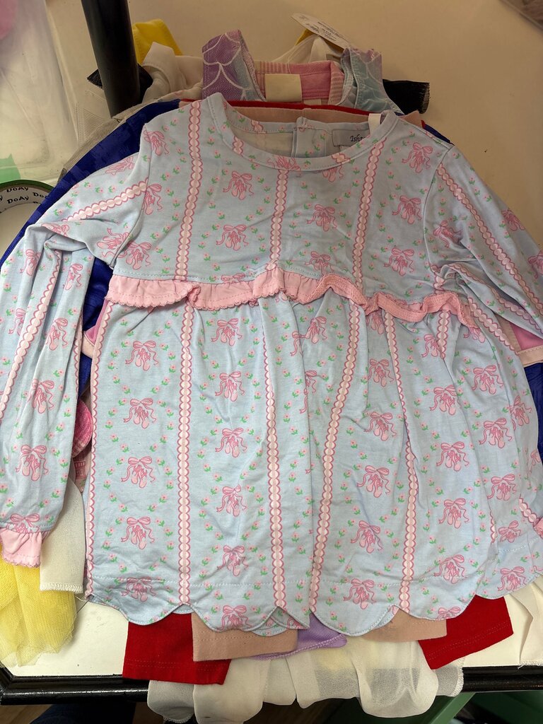 Blue Floral Print Long Sleeve Dress