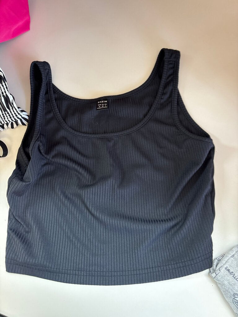 Shein Black Ribbed Crop Top