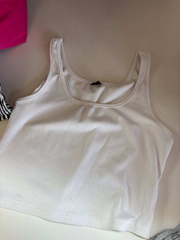 SHEIN White Ribbed Tank Top