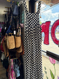 Black and White Checkered Overall Dress