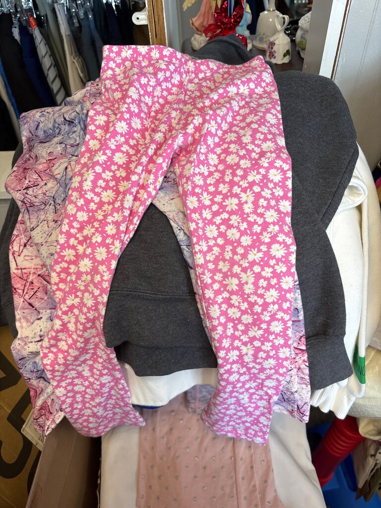Pink Daisy Print Leggings for Girls