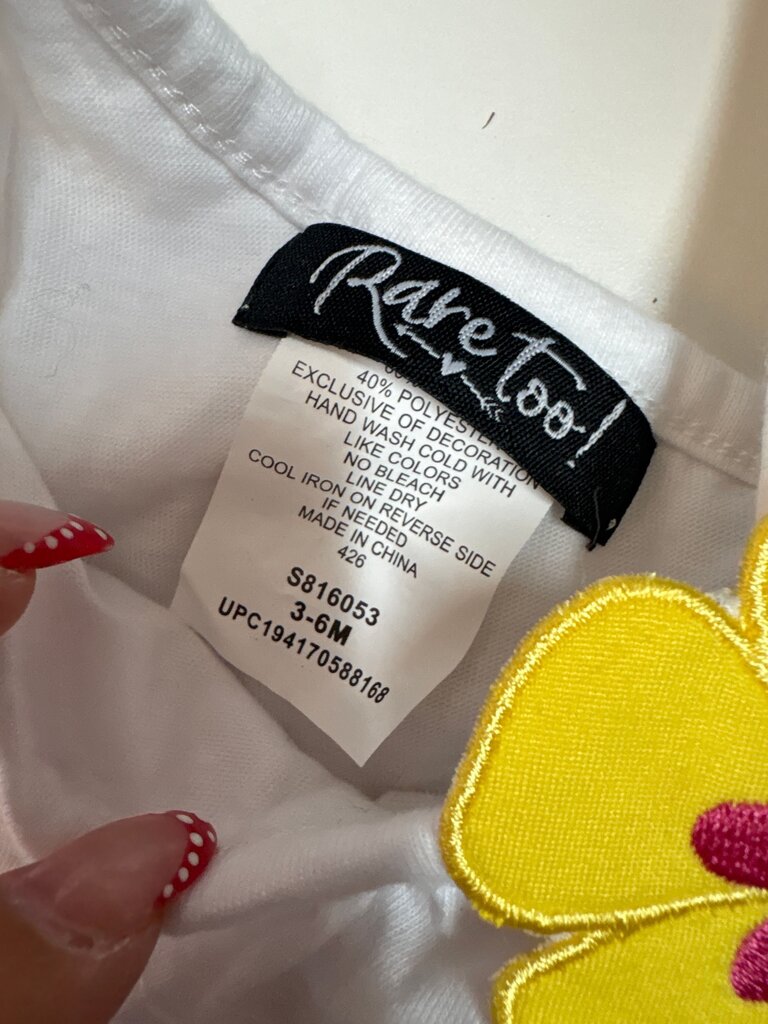 Rare Too! Baby Girl Ruffle Top with Floral Applique