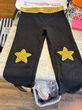 Girls' Black Leggings with Gold Stars