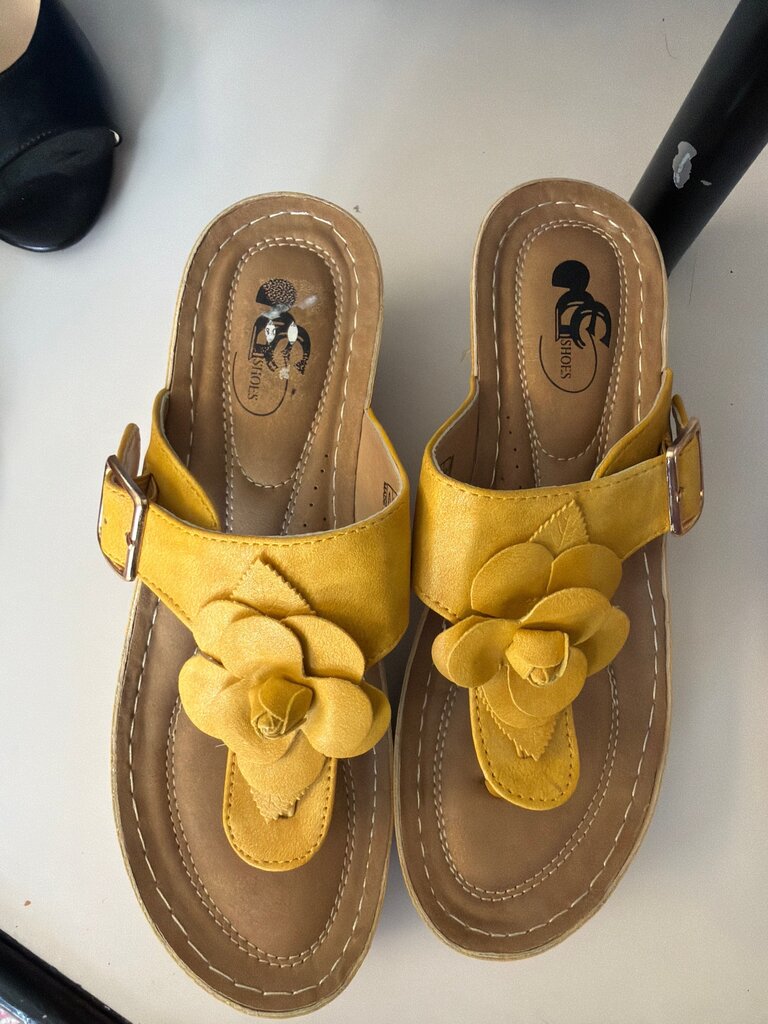 Yellow Floral Slide Sandals