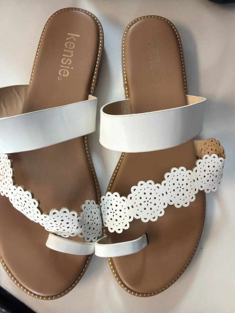 Kensie White Slide Sandals