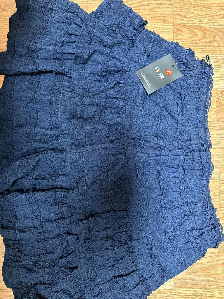 Ivory Navy Blue Ruffled Skirt