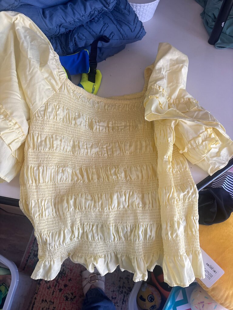 Yellow Ruffled Puff Sleeve Top