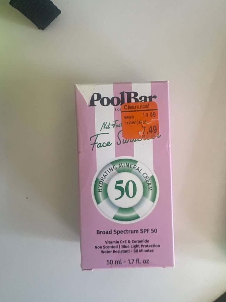 PoolBar Hydrating Mineral Cream SPF 50 Face Sunscreen