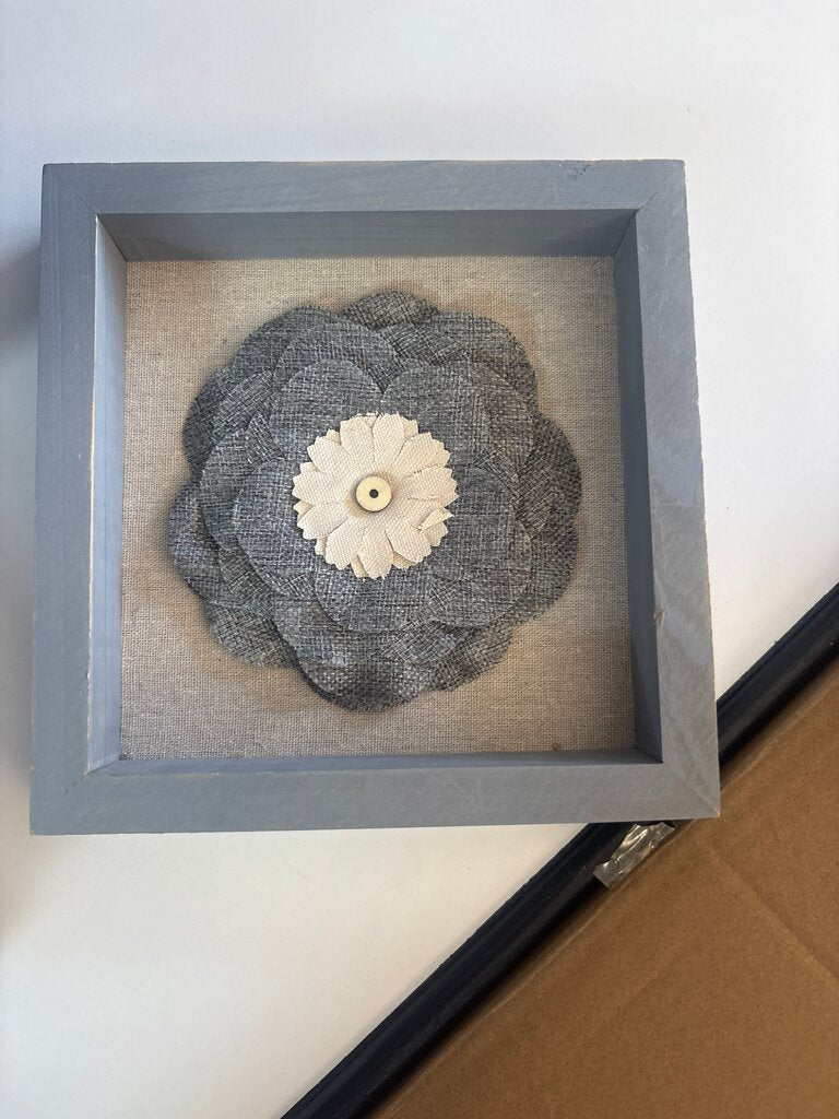 Framed Fabric Flower Decorative Art