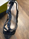 Jeer Blossom Black Heeled Sandal Size 7