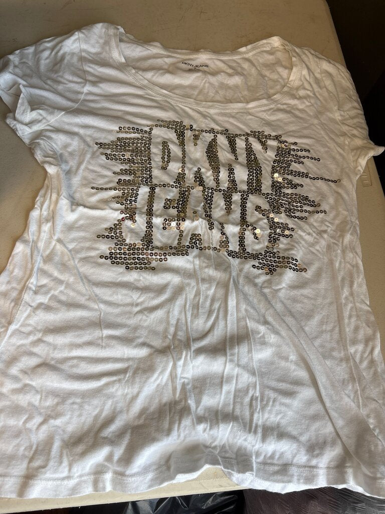 DKNY Jeans Women’s White Sequined T-Shirt