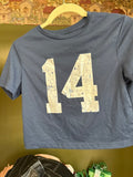 Girls' Navy Blue Cropped T-Shirt with Number 14
