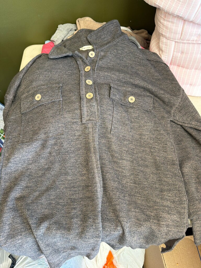 Grey Button-Up Sweater