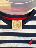 Navy and White Striped T-Shirt with Bird Emblem
