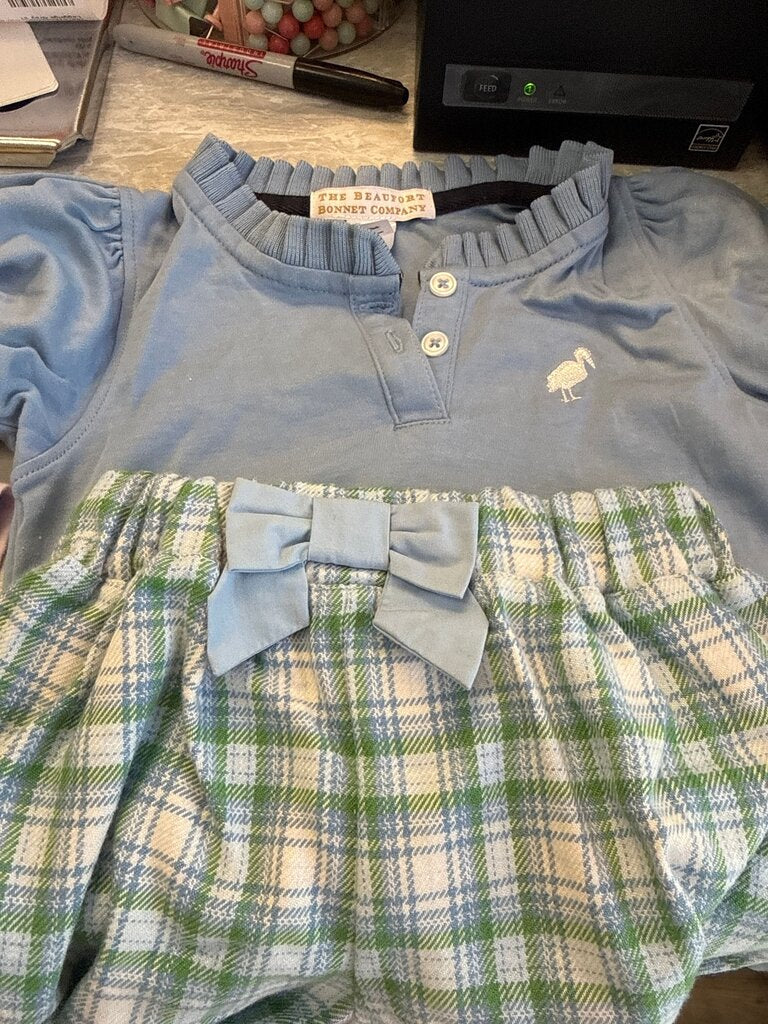 Blue and Green Plaid Toddler Outfit