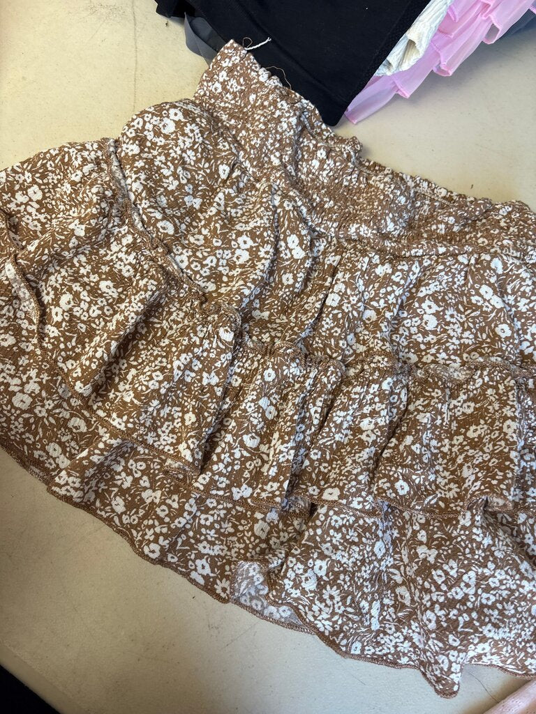 Floral Ruffle Mini Skirt