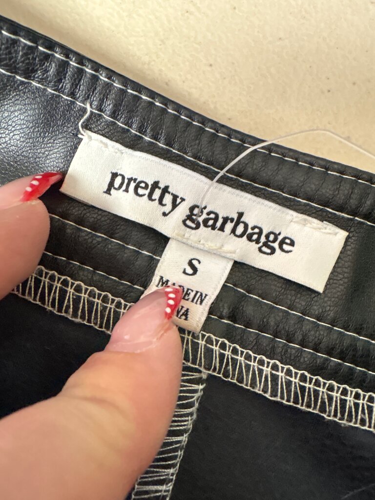 Pretty Garbage Black Leather Skirt