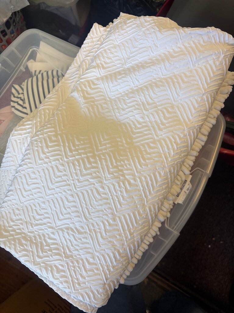 White Textured Throw Blanket