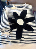 JODIFL Women's Striped Sweatshirt with Flower Design